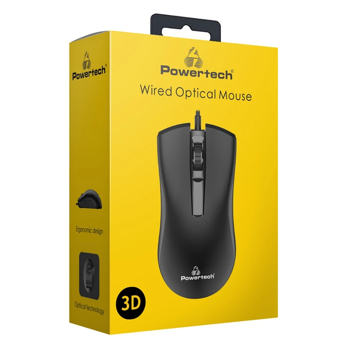 Ποντίκι Ενσύρματο Powertech PT-808, 1000DPI, USB, μαύρο