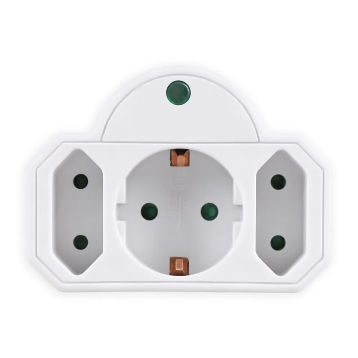 Αντάπτορας ρεύματος Powertech PT-816, 1x schuko, 2x euro, 16A, λευκός