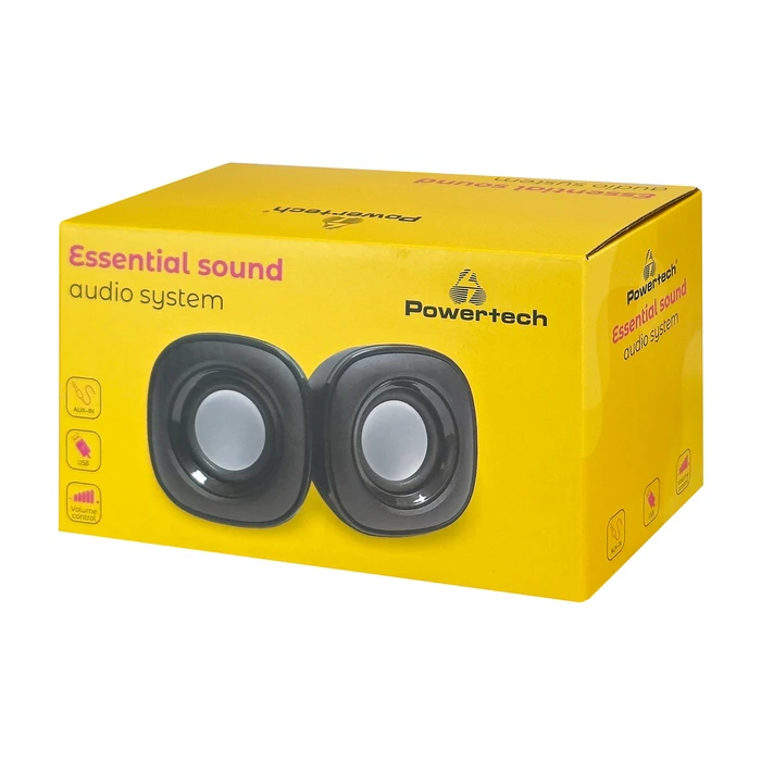 Ηχεία Powertech Essential sound PT-844, 2x 3W, 3.5mm, μαύρα