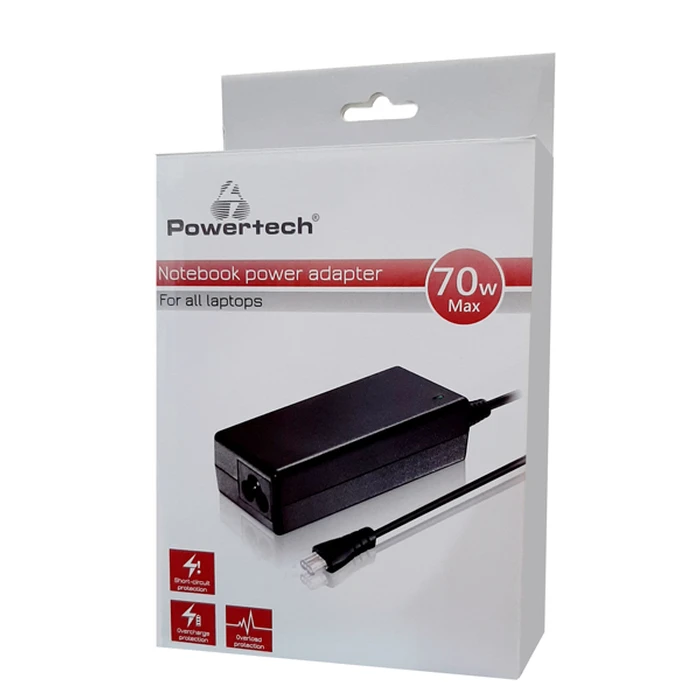 Φορτιστής Laptop 70W Powertech PT-854, Universal, χωρίς βύσματα, 1.5m