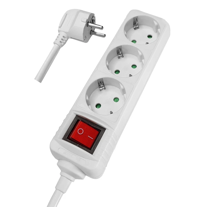 Πολύπριζο Powertech PT-873, 3x schuko, 16A, 1.5m, λευκό