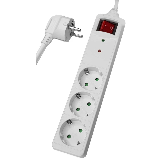 Πολύπριζο Powertech ασφαλείας PT-879, 3x schuko, 16A, 1.5m, λευκός