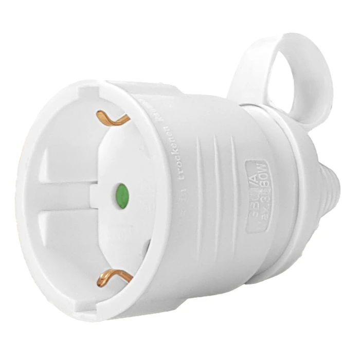 Φις ρεύματος Powertech PT-887, 1x schuko, 16A, λευκό