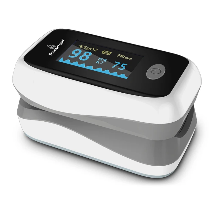 Παλμικό οξύμετρο δακτύλου Powertech PT-922, OLED οθόνη, λευκό