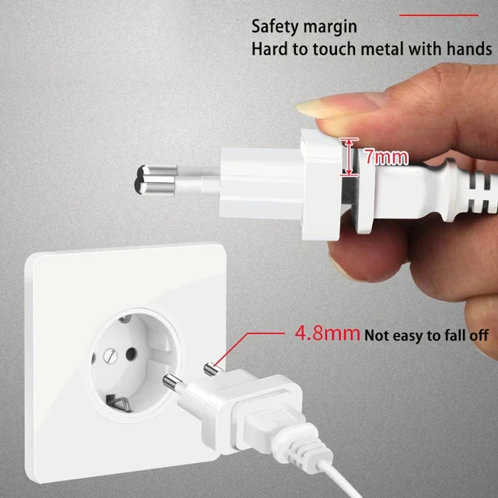 Αντάπτορας πρίζας Powertech US σε EU PT-927, με ασφάλεια, 4.8mm, λευκός