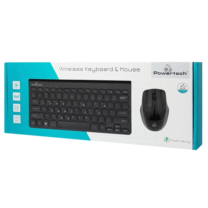 Σετ Πληκτρολόγιο Και Ποντίκι Ασύρματο Powertech PT-940, 1200dpi, μαύρο