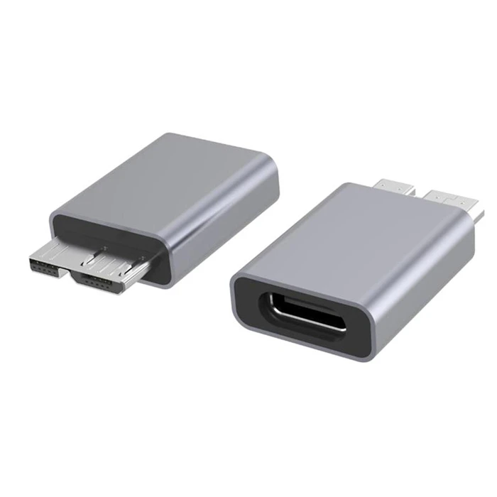 Αντάπτορας USB Powertech 3.0 Micro B σε USB-C θηλυκό PTH-067, γκρι