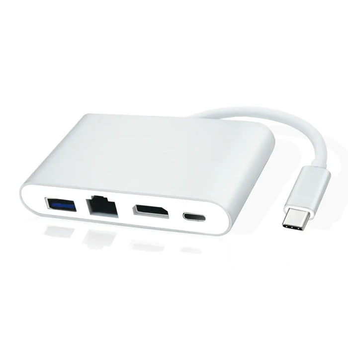 Docking Station Powertech Type-C PTH-085, HDMI/RJ45/USB/Type-C PD θύρες, γκρι