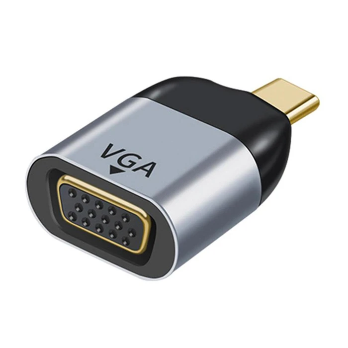 Αντάπτορας USB Powertech Type-C σε VGA PTH-094, 1080p/60Hz, γκρι