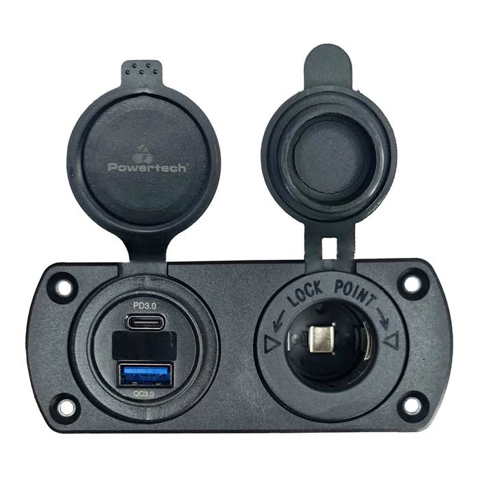 Πρίζα Σκάφους Powertech Πρίζα 12V & Οχήματα Ptl-002, Usb/USB-C, Οθόνη, Ip65