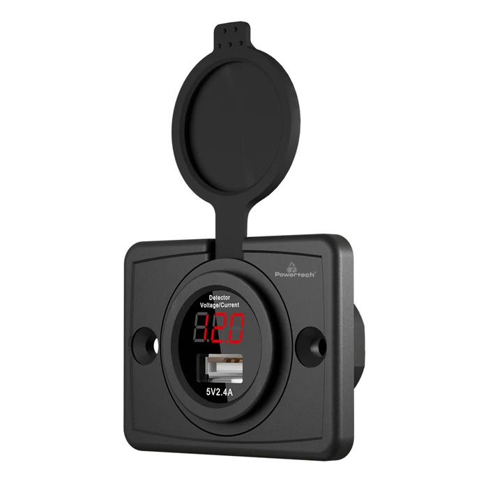 Πρίζα Σκάφους Powertech Πρίζα USB & Οχήματα Ptl-006 με Οθόνη, 12W, Ip65
