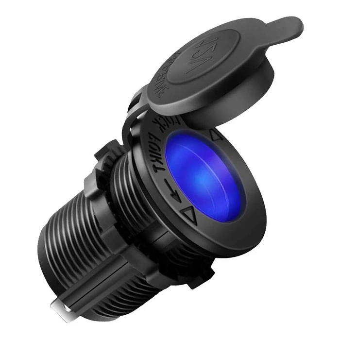 Πρίζα Αναπτήρα Powertech για Σκάφη & Οχήματα Ptl-010, Μπλε Led, 12V