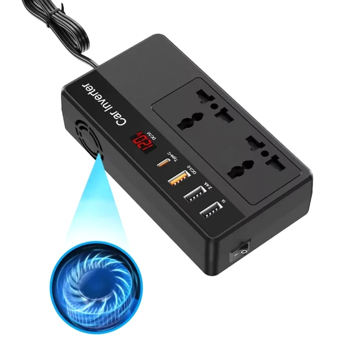 Inverter Αυτοκινήτου Powertech Ptl-023, 200W, 12V Dc σε 220V Ac, με USB-C/3X Usb