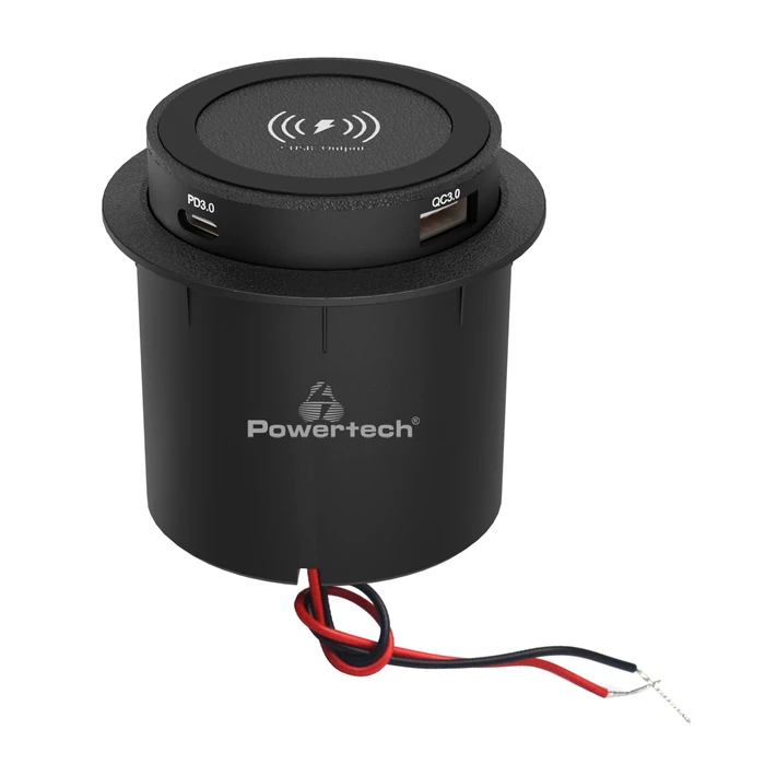 Ασύρματος Φορτιστής Powertech Ptl-025 με USB & USB-C Θύρες, 15W/30W, Μαύρος