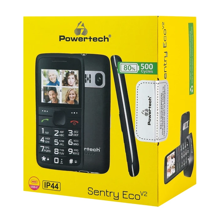 Κινητό Τηλέφωνο Powertech Sentry Eco PTM-18, SOS Call, με φακό, μαύρο