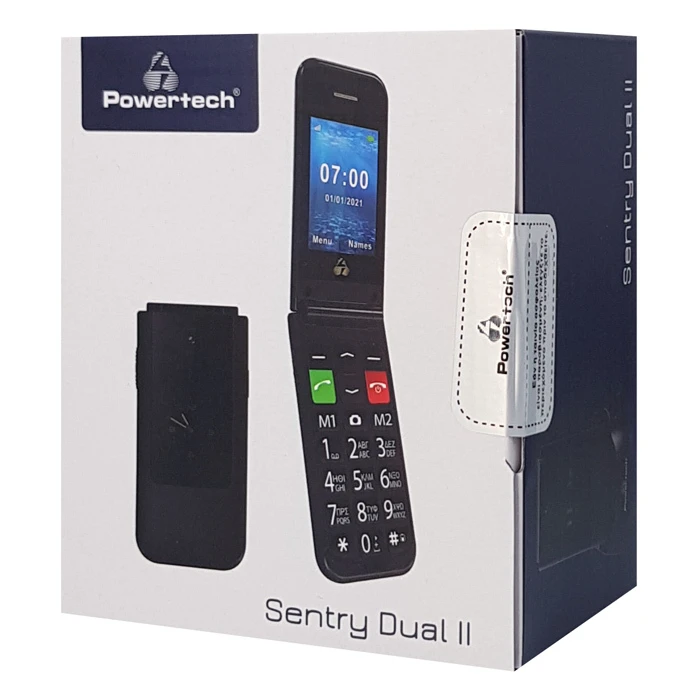 Κινητό Τηλέφωνο Powertech Sentry Dual II, 2 οθόνες, SOS Call, μαύρο