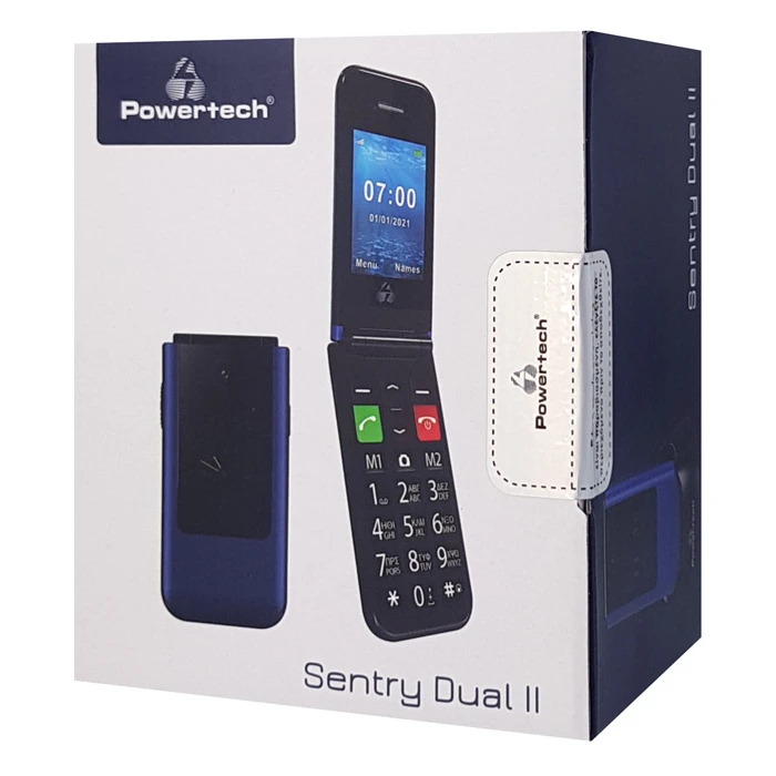 Κινητό Τηλέφωνο Powertech Sentry Dual II, 2 οθόνες, SOS Call, μπλε