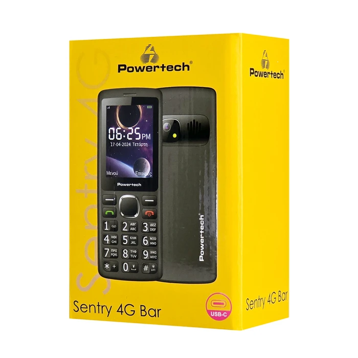 Κινητό Τηλέφωνο Powertech Sentry 4G Bar, 2.4", dual SIM, με Κάμερα, Μαύρο