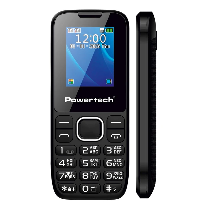 POWERTECH Milly Small III Mobile Phone 1.77", Dual SIM, with Camera, Black