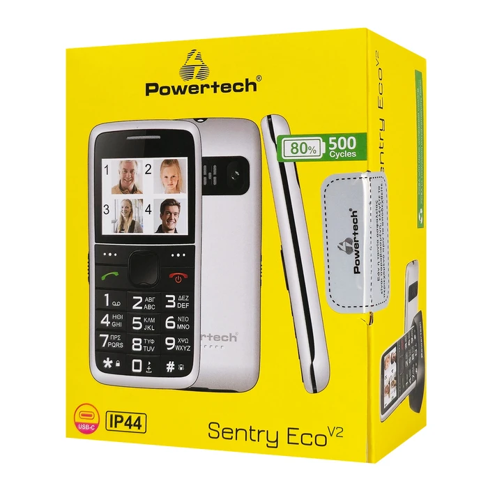 POWERTECH Sentry Eco V2 Dual SIM Mobile Phone, White