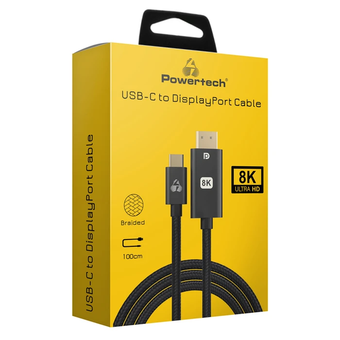 Καλώδιo Τροφοδοσίας Powertech Type-C σε DisplayPort PTR-0138, 8K/120Hz, 1m, μαύρο