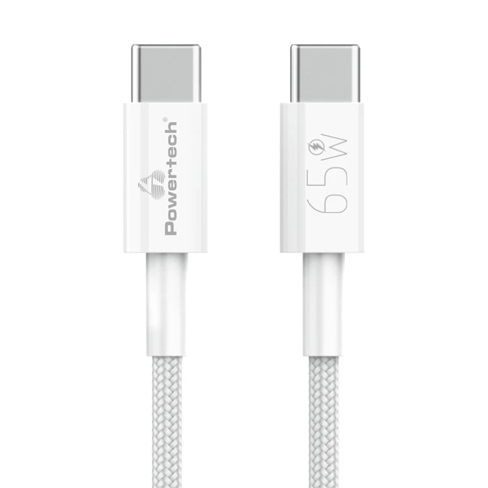 Καλώδιο Usb-C Powertech Ptr-0181 65w 480mbps 1m Λευκό