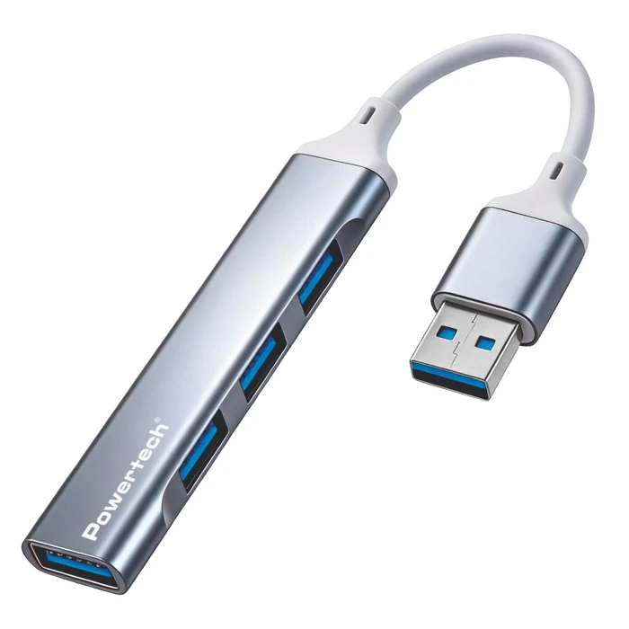 POWERTECH USB Hub PTR-0207, 4 Θύρες USB-A, USB 3.0, Γκρι