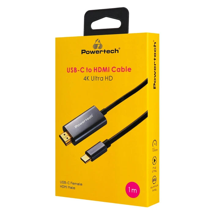 POWERTECH καλώδιο USB-C σε HDMI (αρσενικό-αρσενικό) 1m PTR-0209