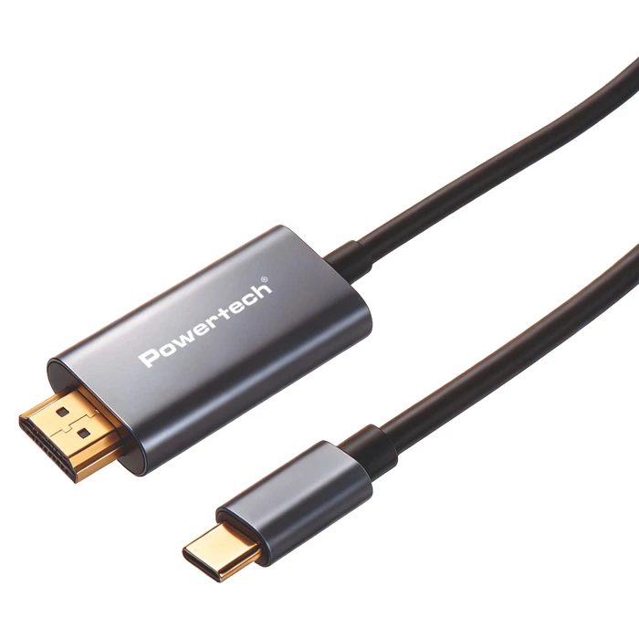 POWERTECH καλώδιο USB-C αρσενικό - HDMI αρσενικό 2m PTR-0210, 4K/30Hz, 10Gbps, μαύρο