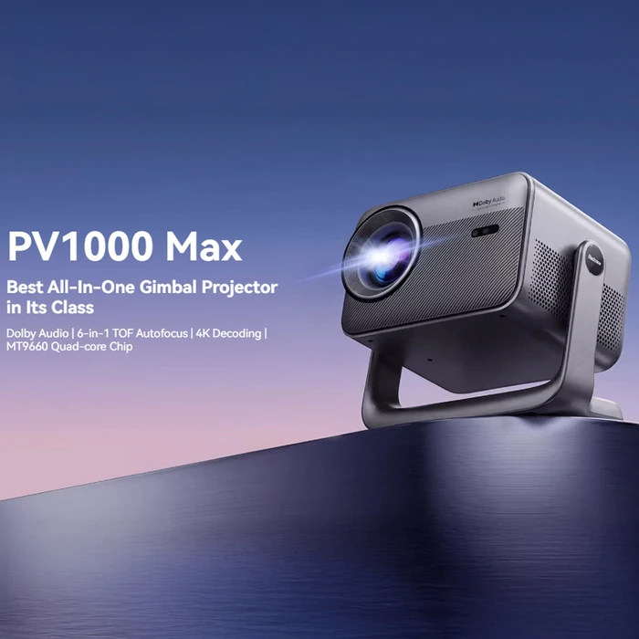 Blackview PV1000 Max Mini Projector - Full HD 1080p, 1000 ANSI Lumens, VIDAA OS (PV1000MAX)