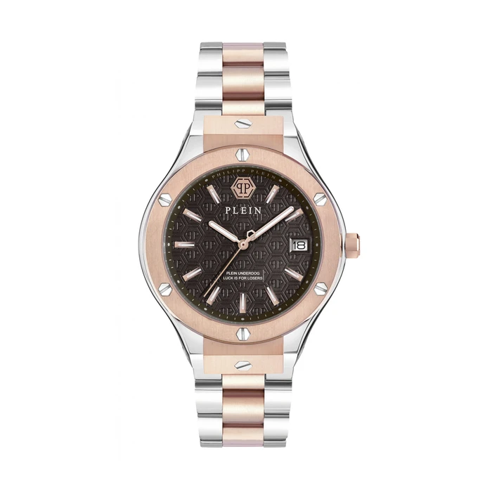Philipp Plein Men's Analog Quartz Watch 44mm Pink Stainless Steel Bracelet Black Dial PWUFA0725