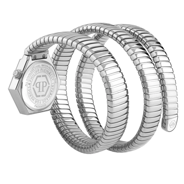 Philipp Plein Γυναικείο Ρολόι Snake Hexagon 28mm PWZAA0123 – Γκρι Μεταλλικό Μπρασελέ