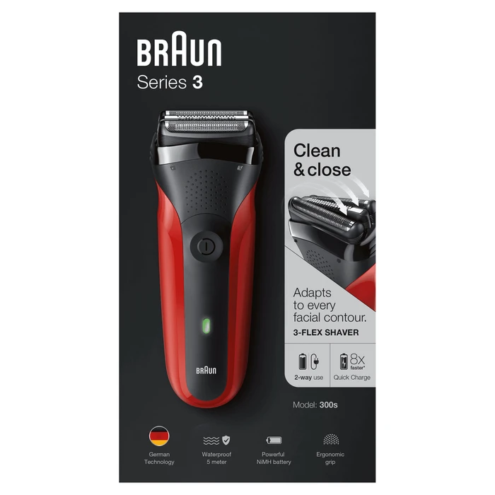 Ξυριστική Μηχανή Braun Series 3 300s Foil Black, Red