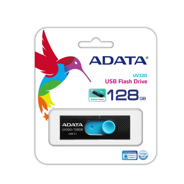 USB Flash 128GB ADATA UV320 Type-A 3.2 Gen 1 (3.1 Gen 1) Black, Blue