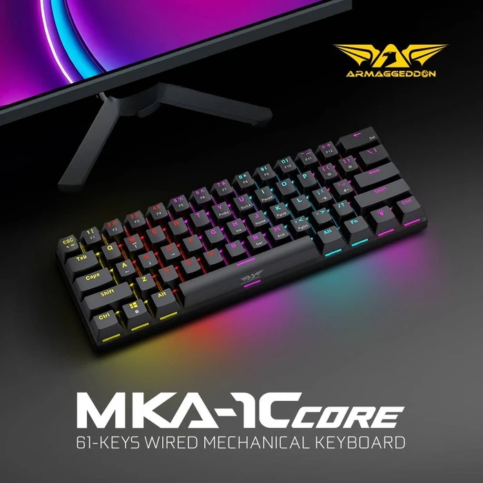 Gaming Πληκτρολόγιο Armaggeddon 61-Keys Wired Mech Red.Sw. Mka-1C Core Linear White