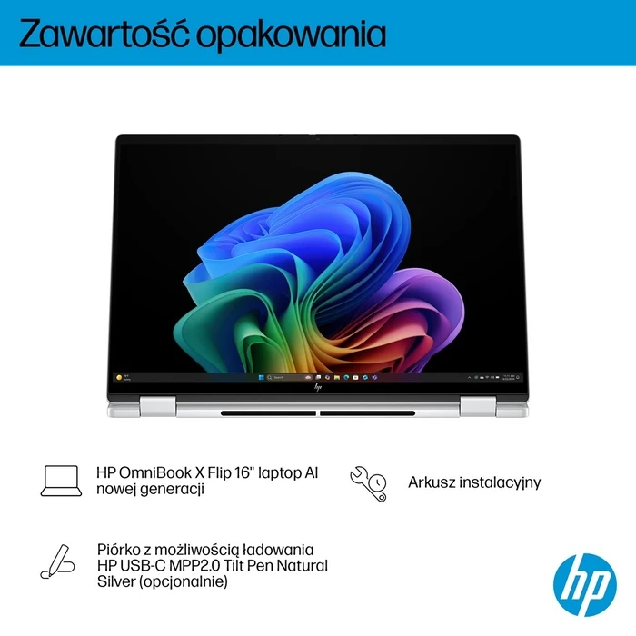 HP OmniBook X Flip 16 Υπολογιστής Φορητός 16 Οθόνη OLED 3K Αφής Intel Core Ultra 7 258V 32GB 1TB Arc 140V Windows 11 Glacier Silver