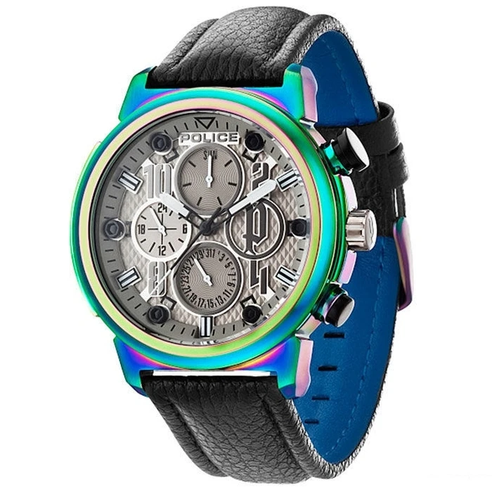 Ανδρικό Ρολόι Police R1451235003 (48mm) Δερμάτινο Λουράκι Μαύρο