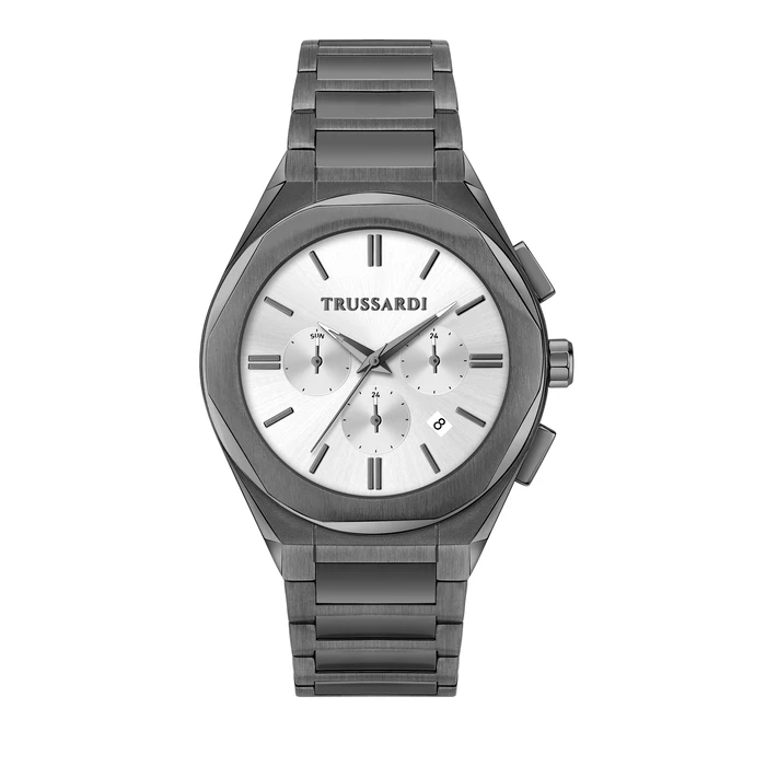 Ανδρικό Ρολόι Trussardi R2453156003 (44mm) Μεταλλικό Μπρασελέ Ασημί