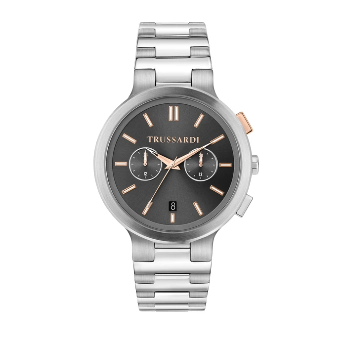 Ανδρικό Ρολόι Trussardi R2453164005 (43mm) Μεταλλικό Μπρασελέ Ασημί
