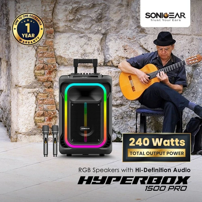 Karaoke Sonic Gear Rgb Hda Speaker 240W Hyperbox 1500 Pro Black