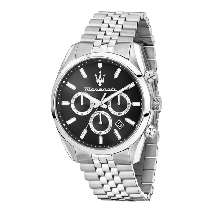 Maserati Attrazione Men's Watch 43mm – Quartz Multifunction, Stainless Steel Bracelet, Black Dial (R8853151022)