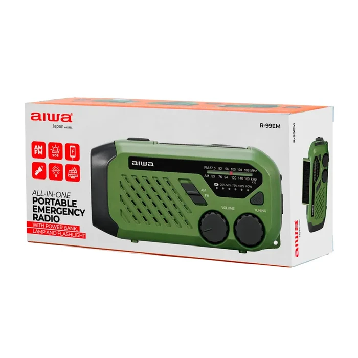 AIWA R-99EM Φορητό Ηλιακό Ραδιόφωνο με USB - Πράσινο
