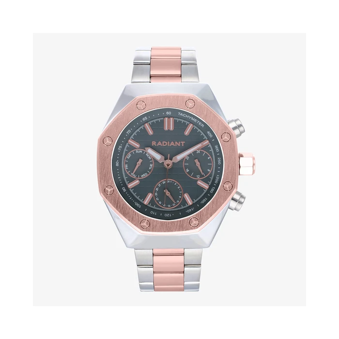 Ανδρικό Ρολόι Radiant Ra628704 (44mm) Μεταλλικό Μπρασελέ Ροζ