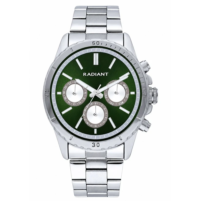 Radiant Men's Analog Quartz Watch 44 mm Green Dial Grey Stainless Steel Bracelet RA640702