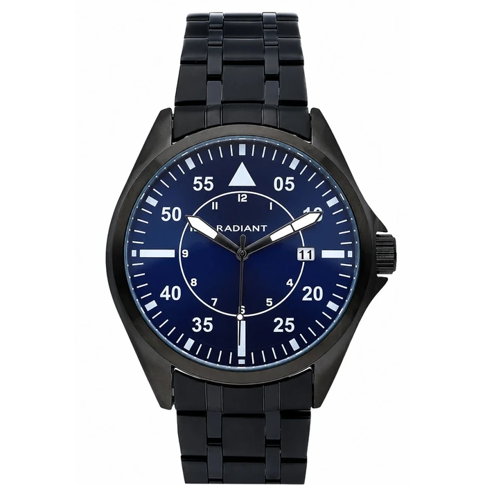 Radiant Men’s Analog Quartz Watch 44mm Blue Dial Black Stainless Steel Bracelet RA665203