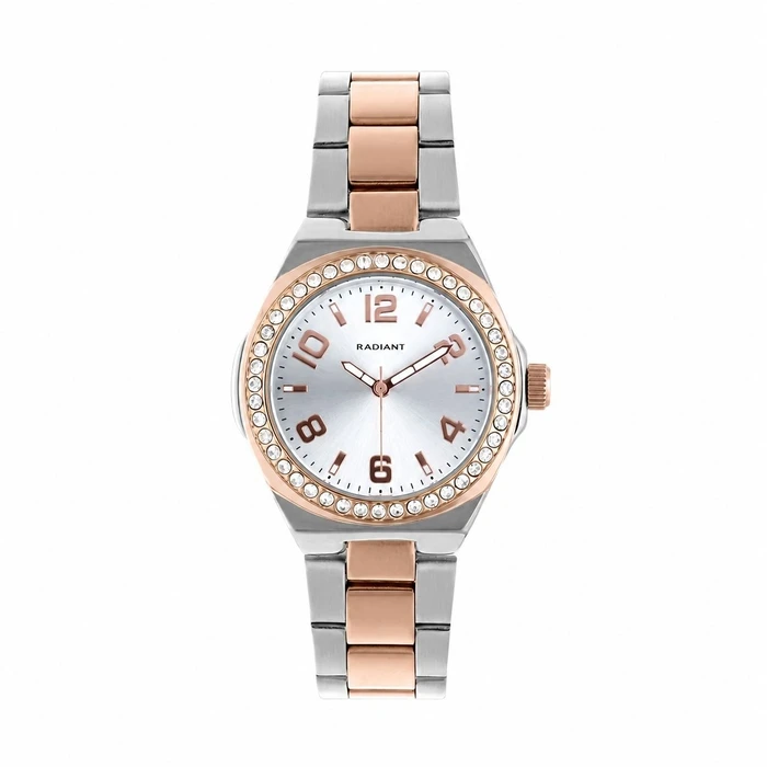Radiant Men's Analog Quartz Watch 34 mm Two‑Tone Pink/Grey Stainless Steel Bracelet RA674203