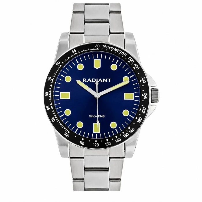 Radiant Men's Analog Quartz Watch 43mm Blue Dial Grey Stainless Steel Bracelet RA677202