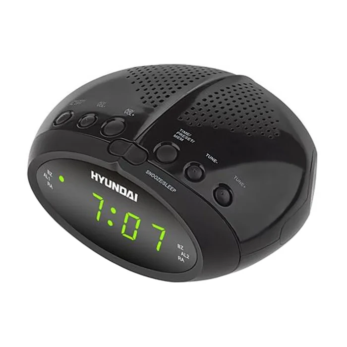 Επιτραπέζιο Ρολόι Hyundai & Ραδιόφωνο RAC213B με ξυπνητήρι, Μαύρο