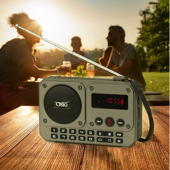 Φορητό Ραδιόφωνο Οsio OPR-3020 Γκρι ψηφιακό με Bluetooth, AUX, USB, FM, κάρτα TF, REC-5W