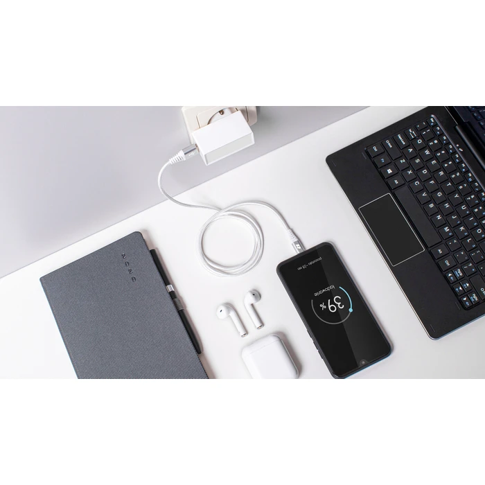 Rebel USB A (male) to USB Type-C (male) cable 1 m — White (RB-6001-100-W)
